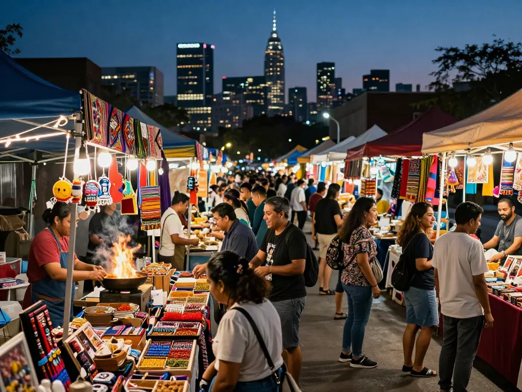 Vibrant night bazaar scene showcasing rokok88 link products in a bustling market atmosphere.