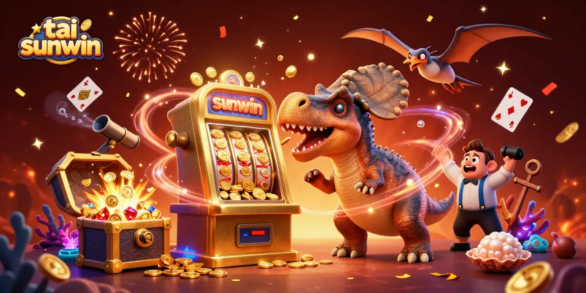 Experience fun at tai sunwin as a pachycephalosaurus celebrates a jackpot win beside a panicked casino manager.